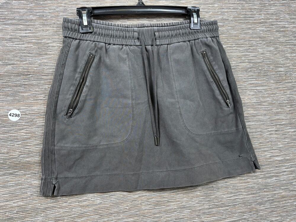 Athleta Skirt Womens 4 Gray Twill Drawstring Elastic Waist Zip Pockets Athletic